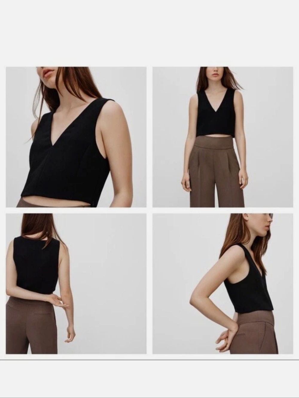 Wilfred Black V-Neck Structured Cropped Top - Picture 4 of 4